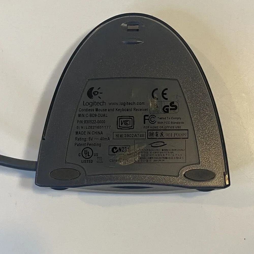 Logitech Cordless Keyboard and Mouse Receiver M/N C-BD9-Dual P/N 830522-0000